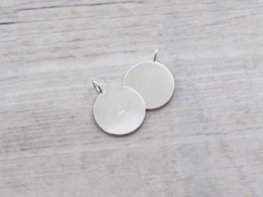 925 Sterling Silver Round Disc Tag Charms 12 mm.