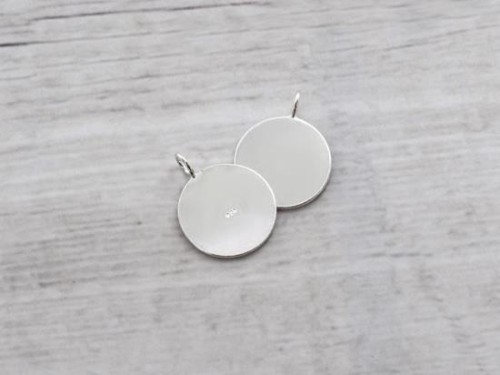 2 of 925 Sterling Silver Round Disc Tag Charms 12 mm.