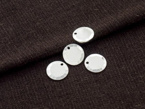 4 of 925 Sterling Silver Hammered Round Disc Tag Charms 10 mm.