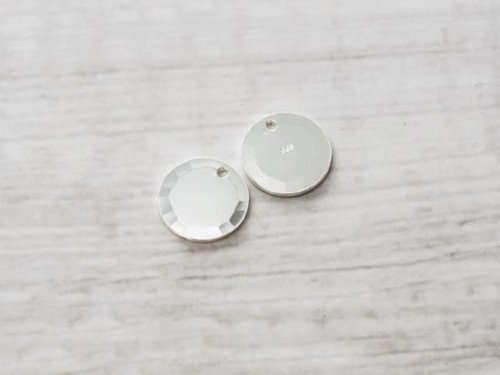 4 of 925 Sterling Silver Hammered Round Disc Tag Charms 10 mm.