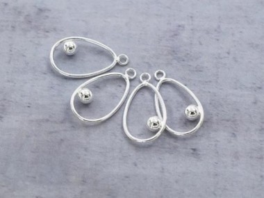 925 Sterling Silver Drop Charms with ball