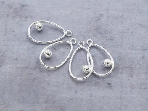 4 of 925 Sterling Silver Drop Charms with ball .