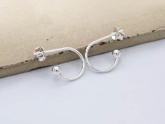 4 pairs of 925 Sterling Silver Ball End Circle Hoop Earrings 12mm.