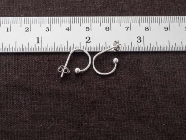 925 Sterling Silver Ball End Circle Hoop Earrings 12mm.