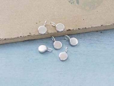 925 Sterling Silver Round Tag Charms 5x1.5mm