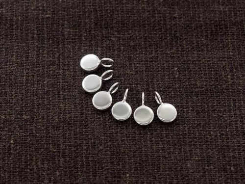 6 of 925 Sterling Silver Round Tag Charms 5x1.5mm