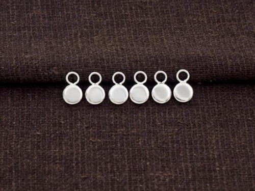 6 of 925 Sterling Silver Round Tag Charms 5x1.5mm