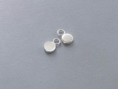 925 Sterling Silver Round Tag Charms 5x1.5mm