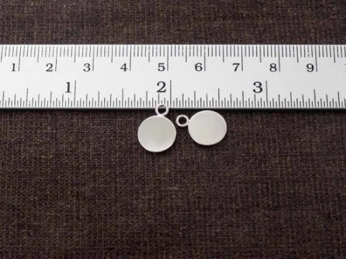 4 of 925 Sterling Silver Round Disc Tag Charms 10 mm.