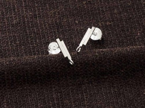 1 pair of 925 Sterling Silver Brushed Double Bar Stud Earrings, Post Findings 2x8mm.