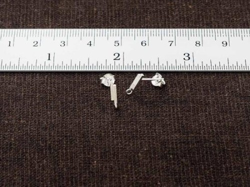 1 pair of 925 Sterling Silver Brushed Double Bar Stud Earrings, Post Findings 2x8mm.