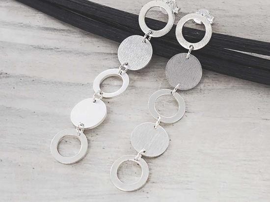 1 pair of 925 Sterling Silver Circle Disc Stud Earrings 9x50mm.