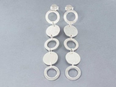 925 Sterling Silver Circle Disc Stud Earrings 9x50mm.