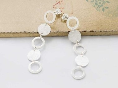 925 Sterling Silver Circle Disc Stud Earrings 9x50mm.