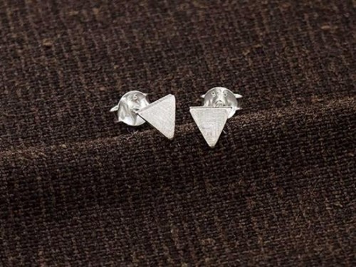 1 pair of 925 Sterling Silver Brushed Triangle Stud Earrings 5mm. , minimalist earrings