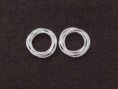 2 of 925 Sterling Silver Interlocking Circle Rings Charms , 5 Circle Links