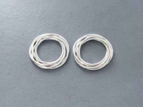 2 of 925 Sterling Silver Interlocking Circle Rings Charms , 5 Circle Links