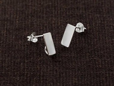 925 Sterling Silver Rectangle Bar Stud Earrings Post Findings 4.5x10mm.