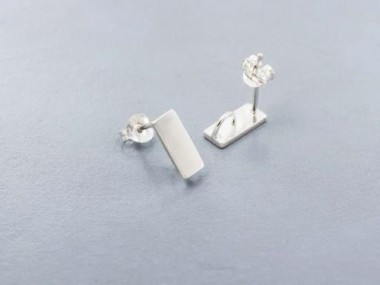 925 Sterling Silver Rectangle Bar Stud Earrings Post Findings 4.5x10mm.