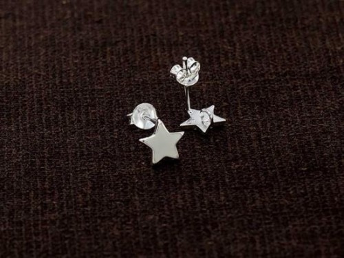 1 pair of 925 Sterling Silver Star Stud Earrings Post Findings 8mm. with Opened Loop.