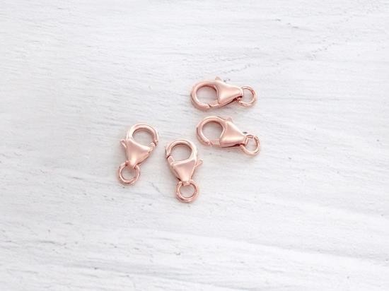 4 of 925 Sterling Silver Rose Gold Vermeil Style Pear Lobster Clasps 6x10 mm.