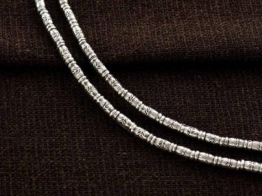 Karen Hill Tribe Silver Imprinted Bamboo Beads 2.5x5.5 mm.