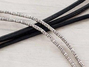 Karen Hill Tribe Silver Imprinted Bamboo Beads 2.5x5.5 mm.