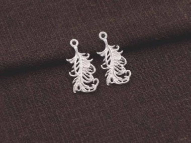 925 Sterling Silver Feather Charms 9x20 mm.