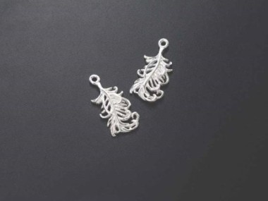 925 Sterling Silver Feather Charms 9x20 mm.