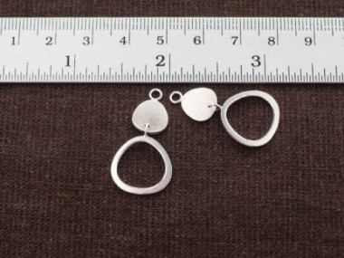 925 Sterling Silver Double Pebble Disc Links, Pendants 16x27 mm.,