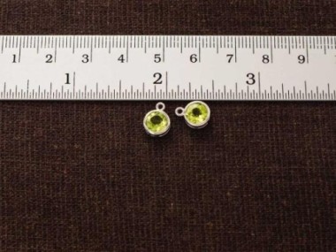 Natural Round Peridot & Sterling Silver Bezeled Charms 7mm.