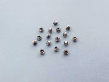 Karen Hill Tribe Silver Imprinted Seed Beads 3.2x2.2 mm.