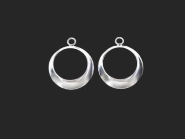 925 Sterling Silver Crescent Hoop Pendants 15mm.