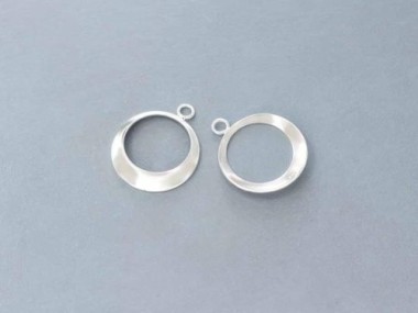 925 Sterling Silver Crescent Hoop Pendants 15mm.