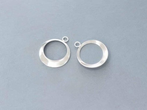 4 of 925 Sterling Silver Crescent Hoop Pendants 15mm. Polished finish