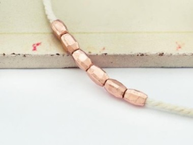 6 of Karen Hill Tribe Silver Rose Gold Vermeil Style Faceted Oval Beads 3.5x6 mm.