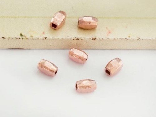 6 of Karen Hill Tribe Silver Rose Gold Vermeil Style Faceted Oval Beads 3.5x6 mm.