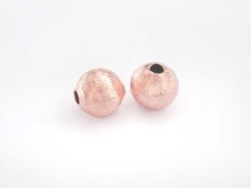 2 of 925 Karen Hill Tribe Rose Gold Vermeil Style Brushed Round Beads 8.5x8 mm.