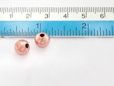 925 Karen Hill Tribe Rose Gold Vermeil Style Brushed Round Beads 8.5x8 mm.