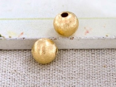 925 Karen Hill Tribe 24k Gold Vermeil Style Brushed Round Beads 8.5x8 mm.