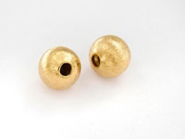 925 Karen Hill Tribe 24k Gold Vermeil Style Brushed Round Beads 8.5x8 mm.