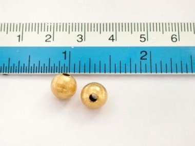 925 Karen Hill Tribe 24k Gold Vermeil Style Brushed Round Beads 8.5x8 mm.