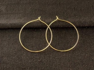 925 Sterling Silver Gold Vermeil Style Hoop Earrings 30mm.