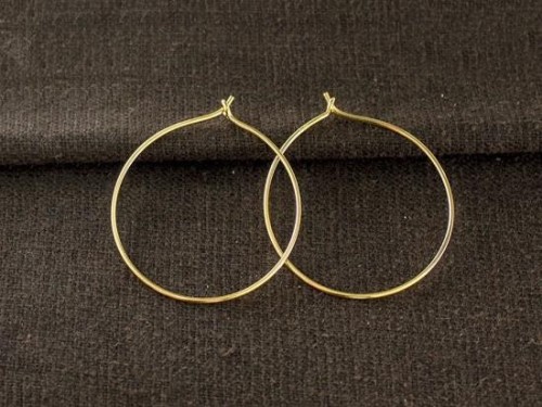 1 Pair of 925 Sterling Silver Gold Vermeil Style Hoop Earrings 30mm.