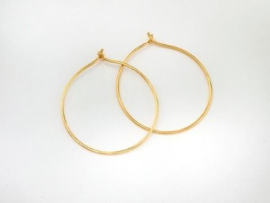 925 Sterling Silver Gold Vermeil Style Hoop Earrings 30mm.