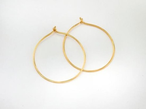 1 Pair of 925 Sterling Silver Gold Vermeil Style Hoop Earrings 30mm.