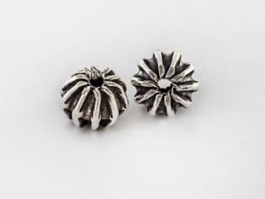 Karen Hill Tribe Silver Corrugated Beads 8.5x11mm.,