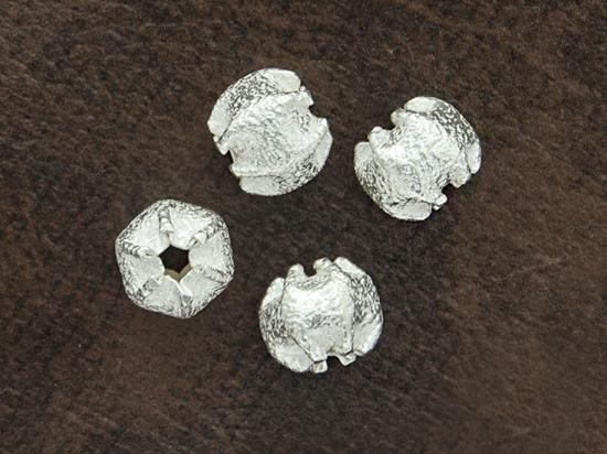 4 of Karen Hill Tribe Silver Textured Pleat Beads 8x9 mm.