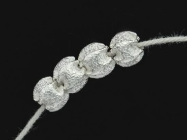 Karen Hill Tribe Silver Textured Pleat Beads 8x9 mm.