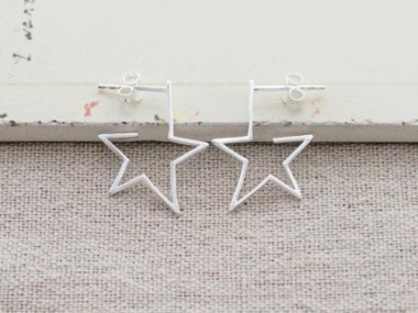 925 Sterling Silver Star Stud Earrings 19mm.